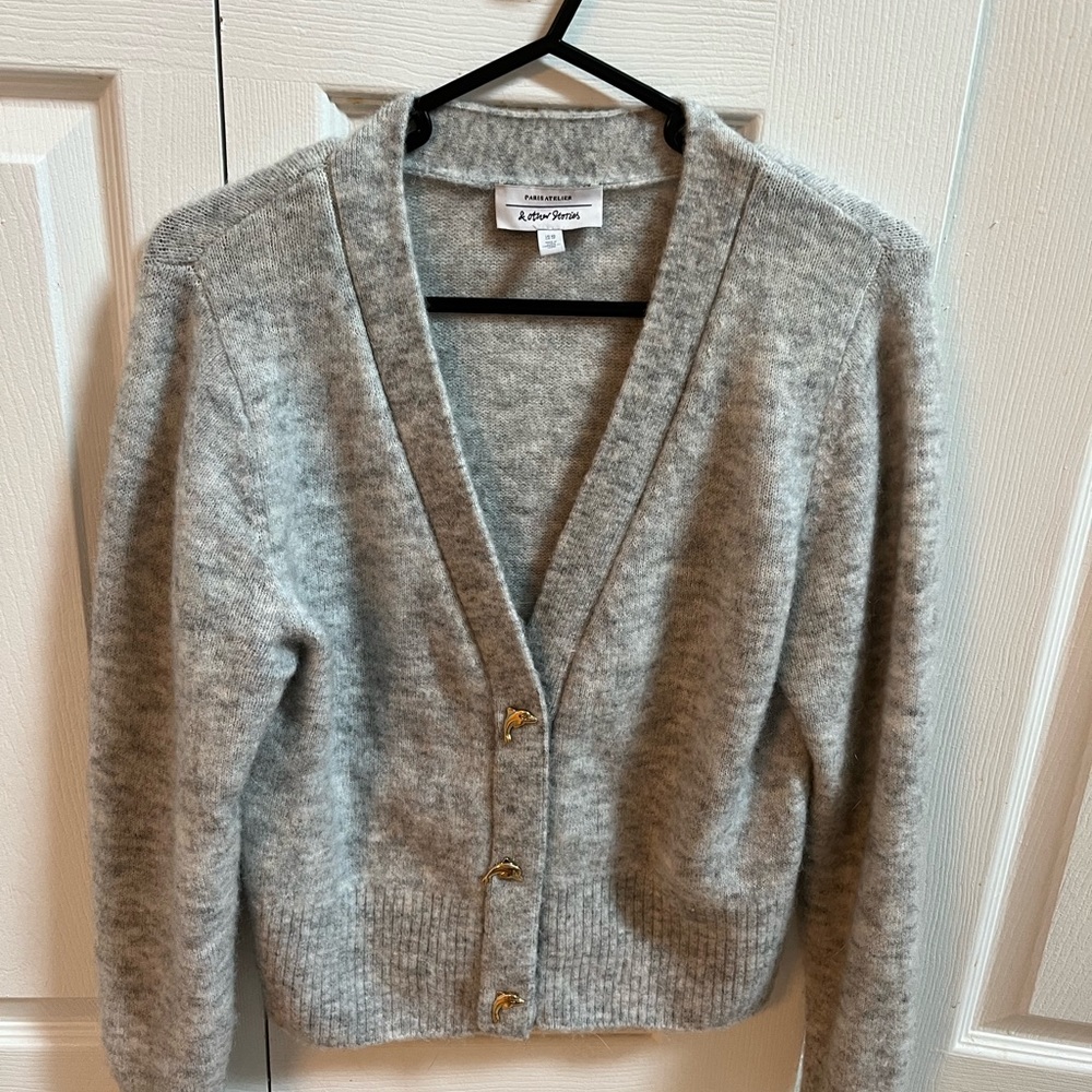 &OtherStories Limited Edition Dolphin Button Cardigan Grey Size XS
